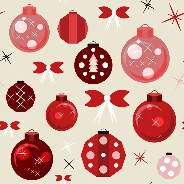 Seamless pattern with Christmas balls and bows — Stock Vector