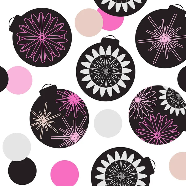 Seamless pattern with Christmas balls. Pattern for wrapping paper, napkins, Christmas packaging. — Vetor de Stock