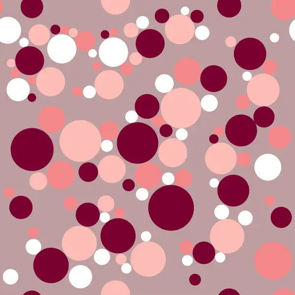 Naadloos patroon met cirkels in roze, witte en bordeaux kleuren. Achtergrond in een minimalistische stijl. Print optie voor stof, verpakking, verpakking. — Stockvector