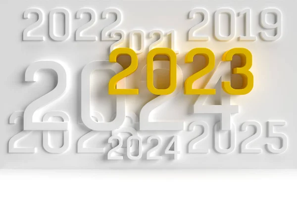 Different Years Gray Wall Yellow Big Number 2023 Business Concept — Fotografia de Stock
