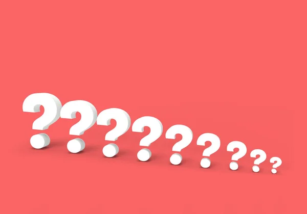 Question mark small to large in ascending order, banner for your business. 3d rendering