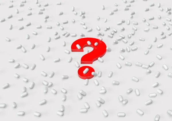 Question Mark Background Tablets Sad Background Depressions Rendering — Zdjęcie stockowe