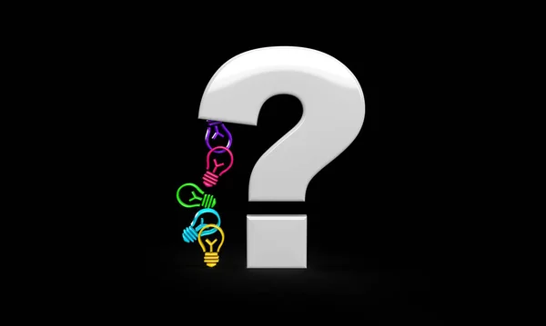 Question Mark Robot Produce Colorful Idea Light Bulbs Factory Concept — ストック写真