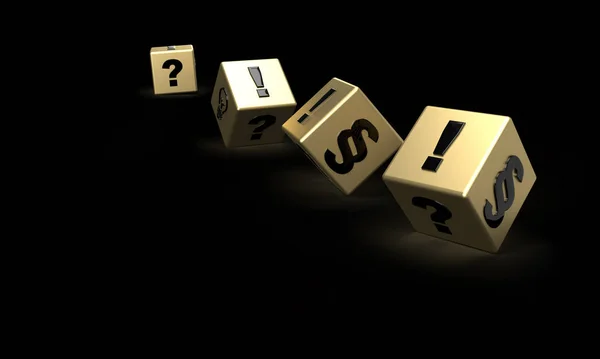 Scattered Dices Your Choice Paragraph Bulb Idea Exclamation Point Question — Foto Stock