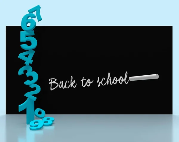 Numbers on top of each other as frame with blackboard and chalk and text back to school on board. Idea for banner for your social media business concept border. 3d rendering