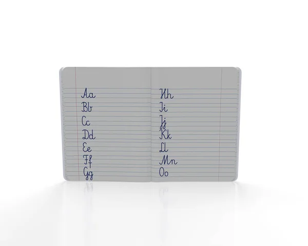 Letters Written Child Pen School Line Notebook White Background Idea — Photo