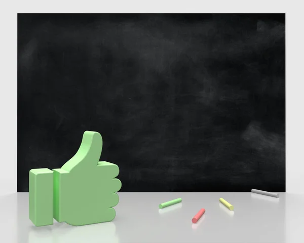 Thumb Hand Frame Blackboard Chalk Text Back School Idea Banner — Stok Foto