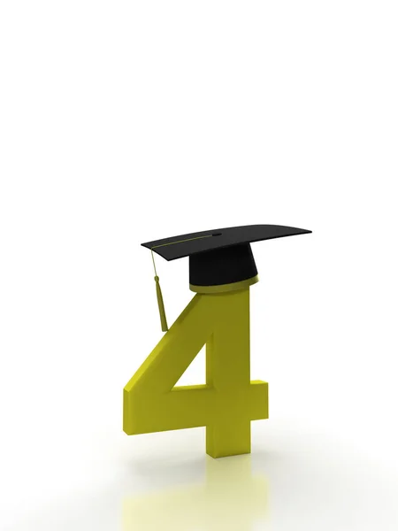 Number Four Student Cap Isolated Background Purple Back School Idea — Photo