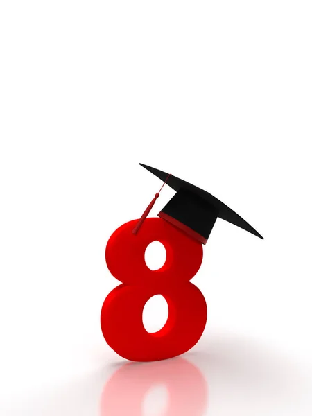 Number Eight Student Cap Isolated Background Purple Back School Idea — Photo
