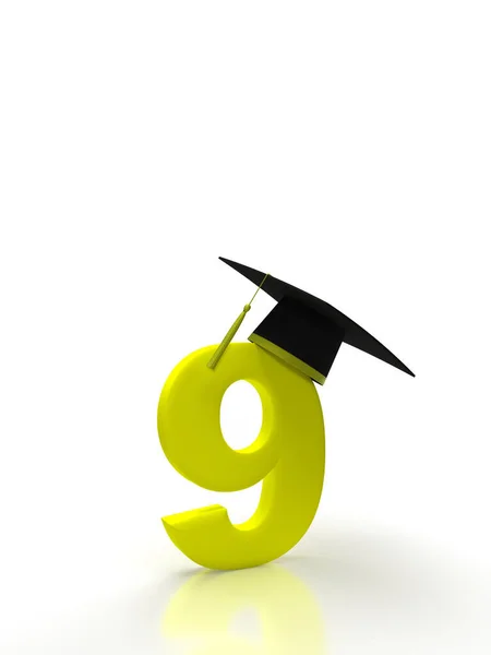 Number Nine Student Cap Isolated Background Purple Back School Idea — 스톡 사진