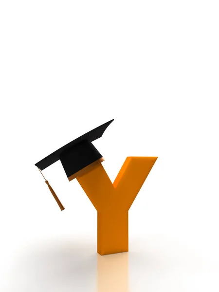 Letter Student Cap Isolated Background Orange Back School Idea Banner — 스톡 사진