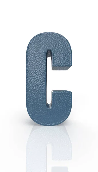 Leather Letter Uppercase Blue Render Font Skin Texture White Background — 图库照片