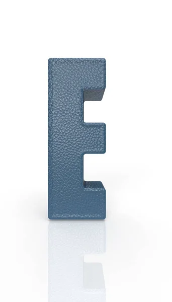 Leather Letter Uppercase Blue Render Font Skin Texture White Background — Fotografia de Stock