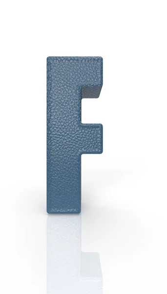 Leather Letter Uppercase Blue Render Font Skin Texture White Background — Stockfoto