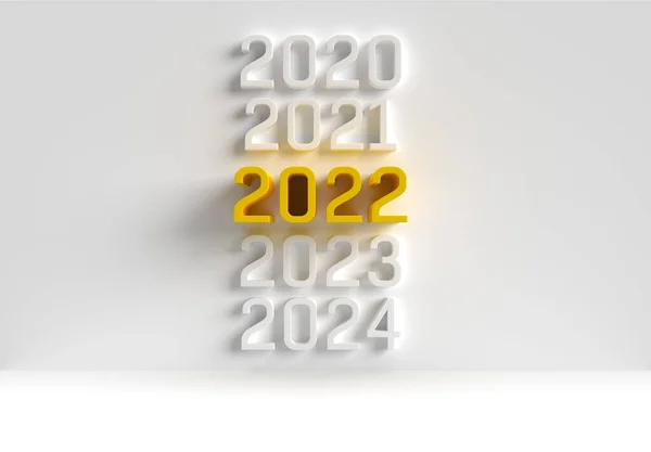 Διαφορετικές Γκρι Χρόνια Στον Τοίχο Ένα Κίτρινο Μεγάλο Αριθμό 2022 — Φωτογραφία Αρχείου