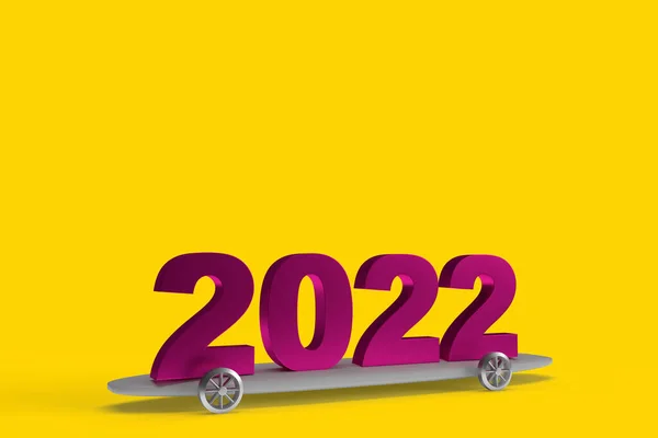 2022 New Year Car Skateboard Yellow Purple Transport Background Business — Stockfoto
