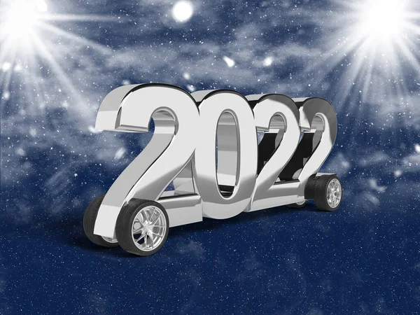 Silver Number 2022 Wheels Celebrate New Year Funny Car Blue — 图库照片