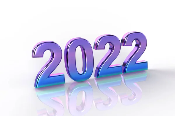 New Year Eve Shiny Purple Blue Lettering 2022 White Background — Foto Stock