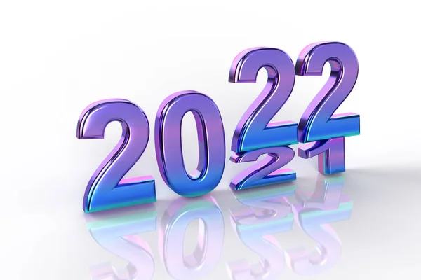 New Year Eve Shiny Purple Blue Lettering 2022 White Background — Foto Stock