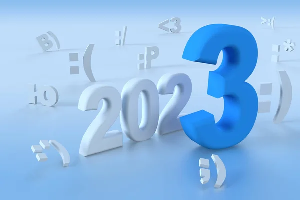 Канун Нового Года Забавные Буквы 2023 Синем Изолированном Фоне Смешная — стоковое фото