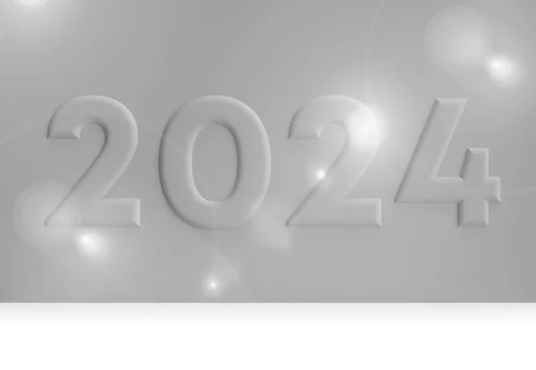 Αφηρημένη Σύγχρονη Έτος 2024 Ένα Γκρίζο Τοίχο Φακό Φωτοβολίδα Μια — Φωτογραφία Αρχείου