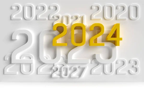 Different Years Gray Wall Yellow Big Number 2024 Business Concept — Stok Foto