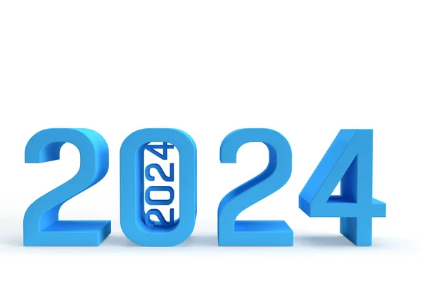 BLue 2024 small and big number as new year card. An business concept for a report cover or post for your social media. 3d rendering