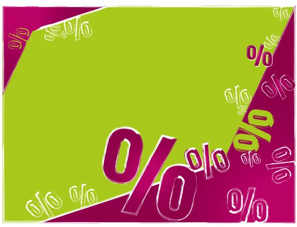 Vector Background Percentages Store Promotions Stamp Percentage Green Purple Paper — 图库照片