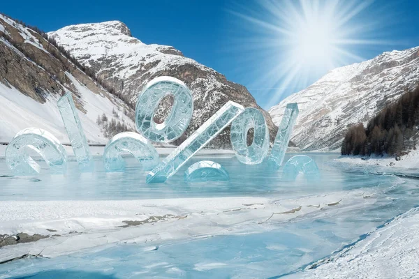 Ice Percents Water Winter Mountains Funny Percentage Melting Ice Social — Foto de Stock