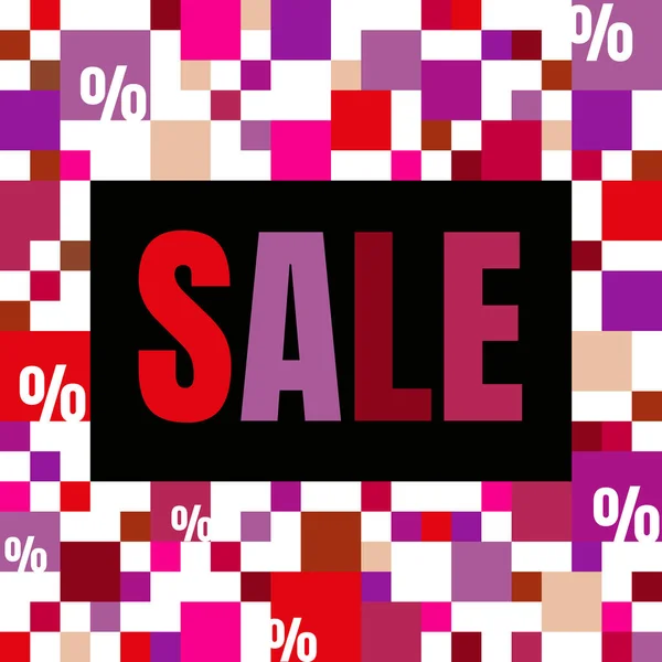 Продажа Баннера Красочным Квадратом Процентами Нем Фон Цветной Геометрической Фигурой — стоковое фото
