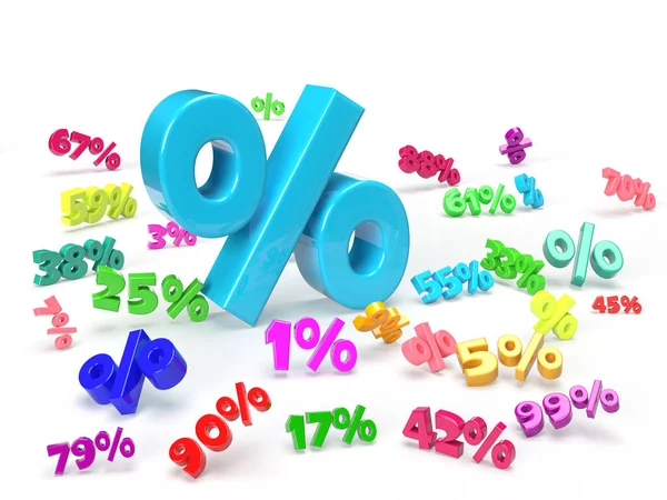 Цветной Процентный Баннер Разными Номерами Сезонный Фон Продаж Большой Процентной — стоковое фото
