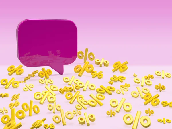 Purple Bubble Talk Percentage Yellow Sale Background Banner Seasonal Chat — Fotografia de Stock