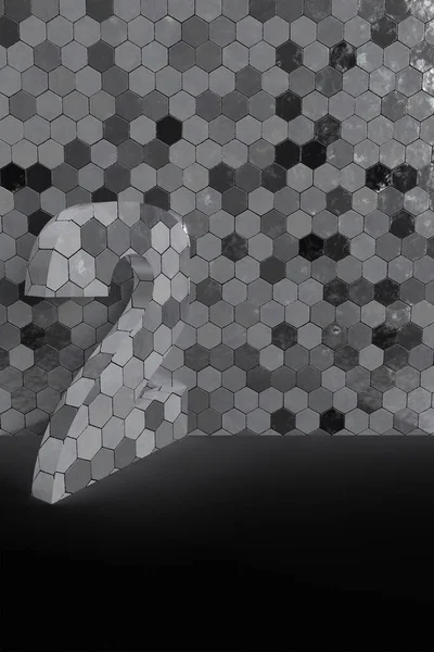 Sekizgen arka planda gümüş kelime iki. İş ya da spor kazananı afişi. 3d oluşturma