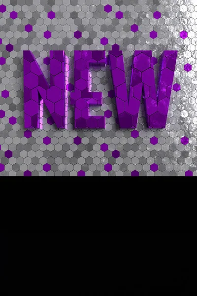 Фиолетовое Слово Новое Овальном Фоне Баннер Бизнеса Магазина Рендеринг — стоковое фото
