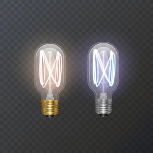 Ampoule réaliste dans un style rétro, lampe semble bien sur substrat sombre, format Vector EPS 10 — Image vectorielle