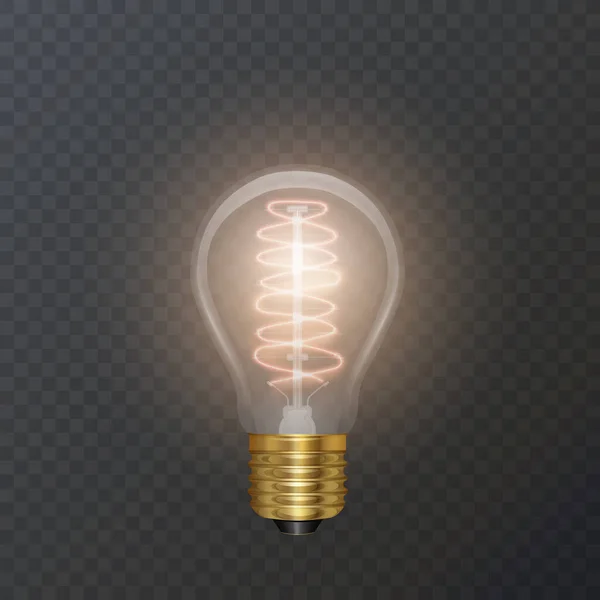 Ampoule Réaliste Dans Style Rétro Lampe Semble Bonne Sur Substrat — Image vectorielle