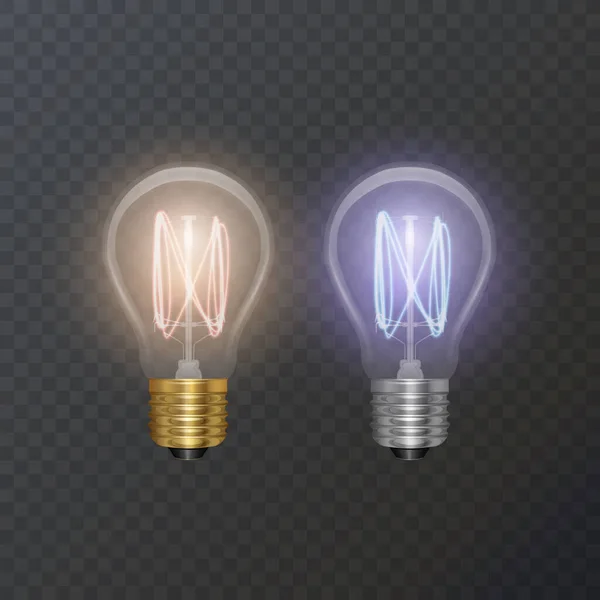 Realistyczna Żarówka Stylu Retro Lampa Wygląda Dobrze Ciemnym Podłożu Ilustracja — Wektor stockowy