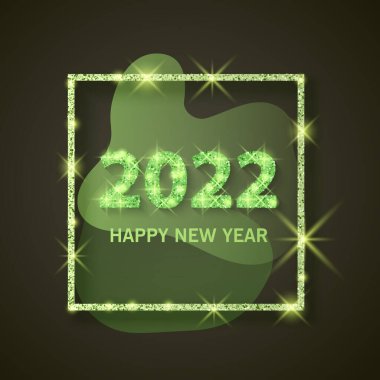 2022 Mutlu yıllar bayrağı. Yeni Yıl 2022 Parlak ve parıltılı doku vektör biçimi