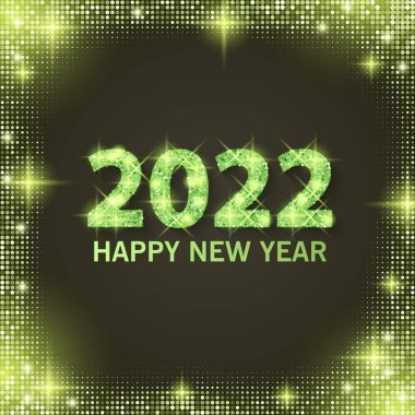 2022 Mutlu yıllar bayrağı. Yeni Yıl 2022 Parlak ve parıltılı doku vektör biçimi