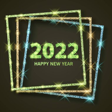 2022 Mutlu yıllar bayrağı. Yeni Yıl 2022 Parlak ve parıltılı doku vektör biçimi