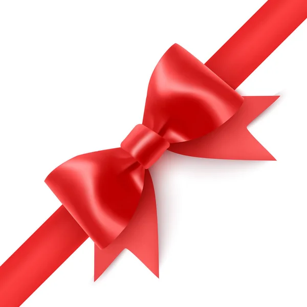 現実的な赤い弓のセットは リボンの白い背景に隔離された ベクターイラスト — ストックベクタ