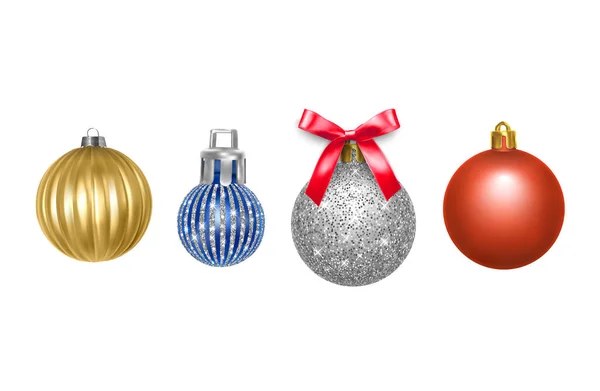 Set van kleurrijke vector kerstballen, Nieuwjaar achtergrond — Stockvector