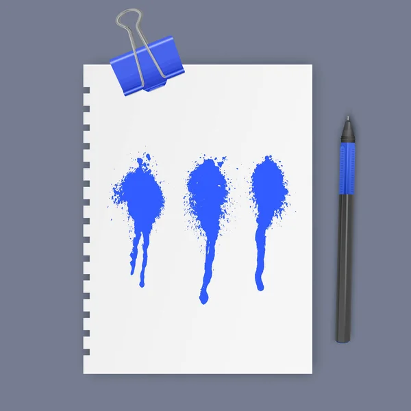 Satz Tintenkleckse Blauer Farbe Tintentropfen Vector Illustration — Stockvektor