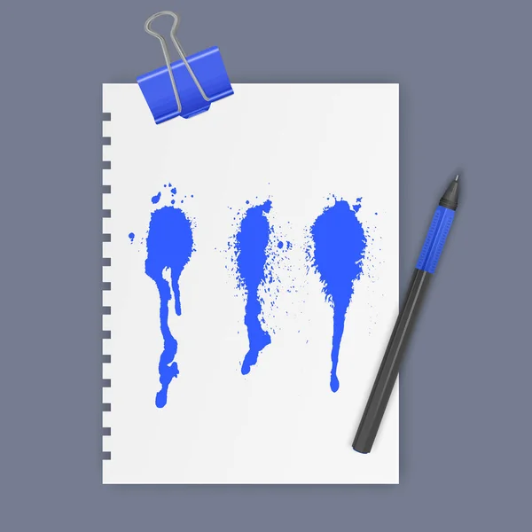 Zestaw Plamy Atramentu Kolorze Niebieskim Kropli Atramentu Wektor Ilustracji — Wektor stockowy