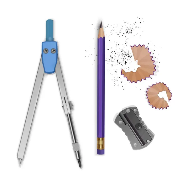 Outils Dessin Crayon Boussole Icône Règle — Image vectorielle