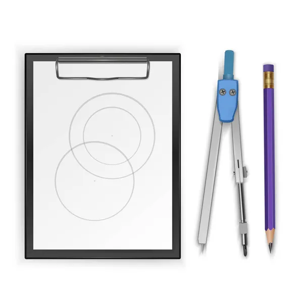 绘制指南针铅笔和条形图的工具 — 图库矢量图片