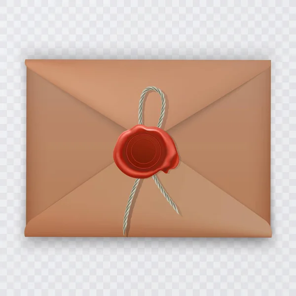 Realistische Wax Verzegelde Envelop Transparante Achtergrond — Stockvector