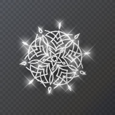 Koyu arkaplanda Kar Tanesi Gümüş Işıltısı Noel Süsü