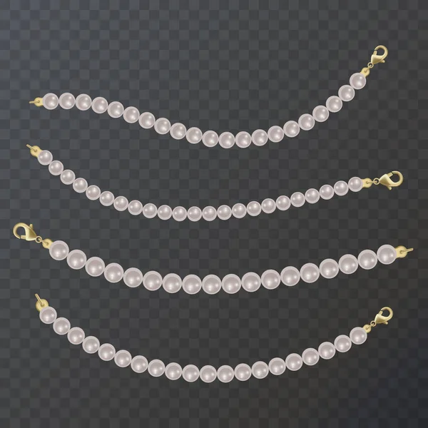 Chaîne Perles Réalistes Collier Perles Sur Fond Sombre Format Vectoriel — Image vectorielle