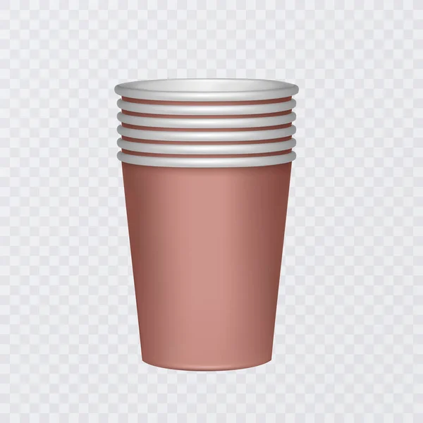 透明背景下带有三维空白标签的纸杯咖啡 — 图库矢量图片
